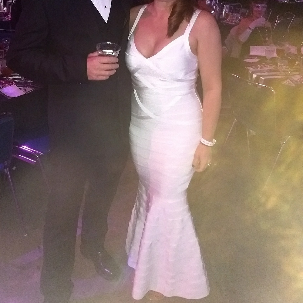 White sexy body on floor length dress
